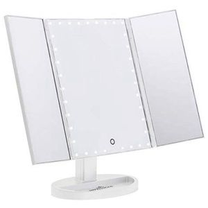 Tri-fold LED vanity mirror